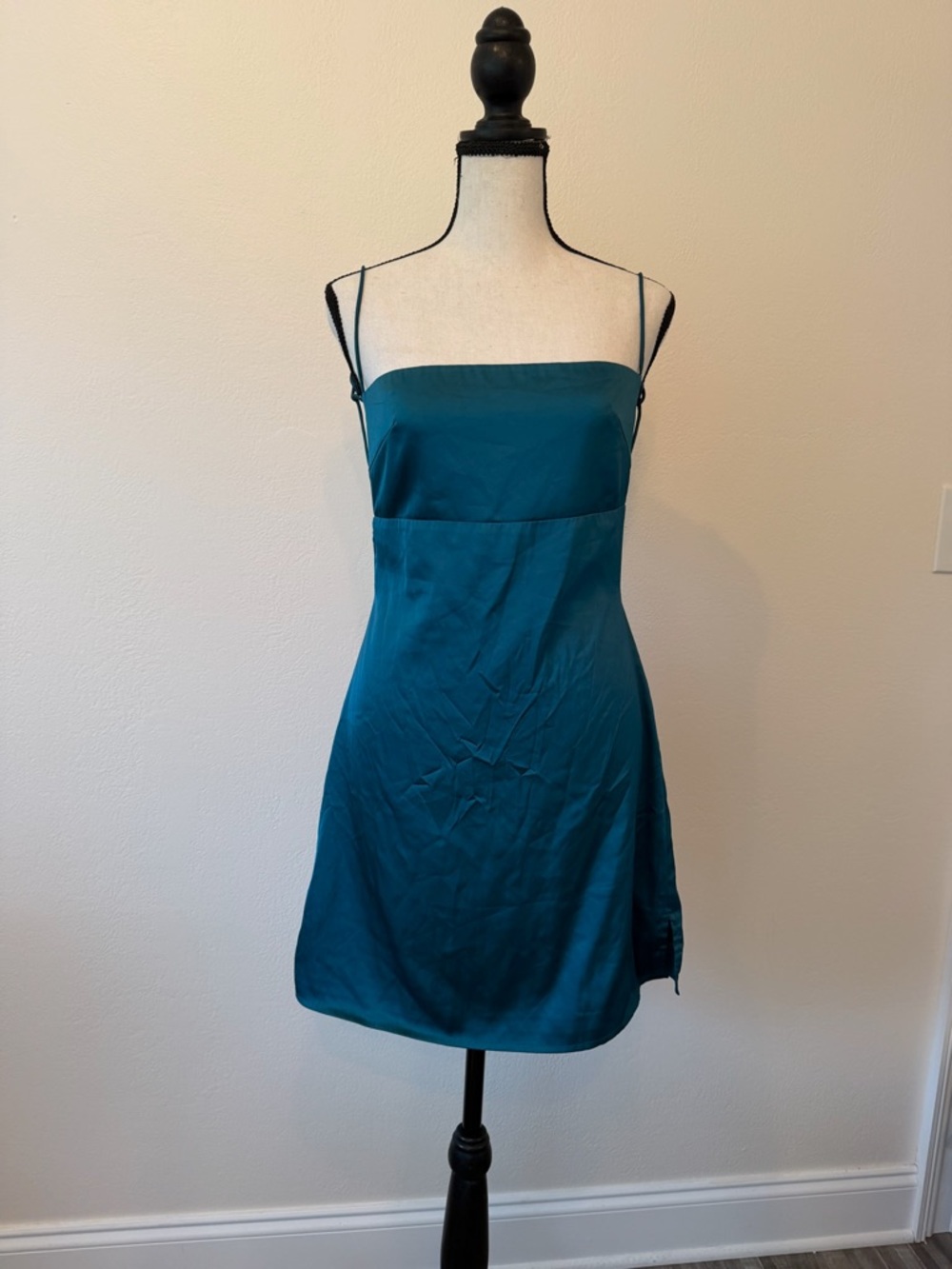Lucy in the Sky Teal Satin Slip Mini Dress